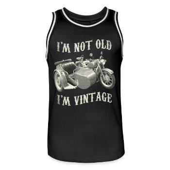 I'm Not Old I'm Vintage Motorcycle Graphic - Men's Basketball Jersey - black/white - Front - AI Model Male 185 dark (185cm)