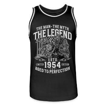 1954 Vintage Man Myth Legend Moto Motard - Maillot de basket Homme - noir/blanc - Devant - AI Model Male 185 dark (185cm)