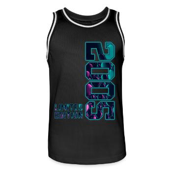 2005 Jahrgang Limited Edition - Männer Basketball-Trikot - Schwarz/Weiß - Vorne - AI Model Male 185 dark (185cm)