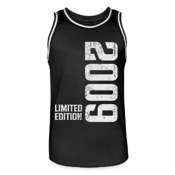 2009 Jahrgang Limited Edition - Männer Basketball-Trikot - Schwarz/Weiß - Vorne - AI Model Male 185 dark (185cm)