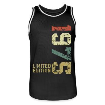 1975 Jahrgang geboren Limited Edition - Männer Basketball-Trikot - Schwarz/Weiß - Vorne - AI Model Male 185 dark (185cm)