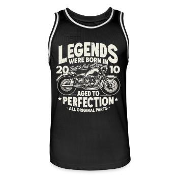 2010 Vintage Born Legends Birthday Motorcycle - Men's Basketball Jersey - black/white - Front - AI Model Male 185 dark (185cm)