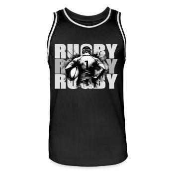 Rugby - Men's Basketball Jersey - black/white - Front - AI Model Male 185 dark (185cm)