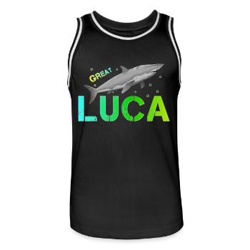 Luca Name Luca - Männer Basketball-Trikot - Schwarz/Weiß - Vorne - AI Model Male 185 dark (185cm)