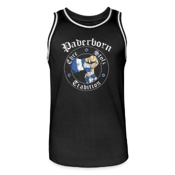 Paderborn Ehre Stolz Tradition No II - Männer Basketball-Trikot - Schwarz/Weiß - Vorne - AI Model Male 185 dark (185cm)