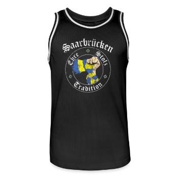 Saarbrücken Ehre Stolz Tradition No II - Männer Basketball-Trikot - Schwarz/Weiß - Vorne - AI Model Male 185 dark (185cm)