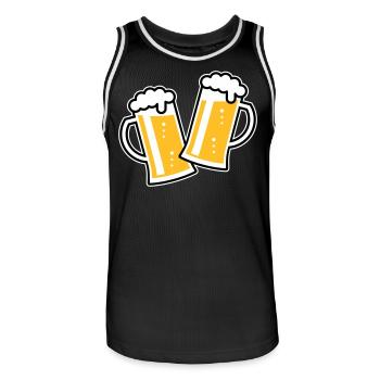 2 chopes à bière Toast (bière / chope à bière / 3C) - Maillot de basket Homme - noir/blanc - Devant - AI Model Male 185 dark (185cm)