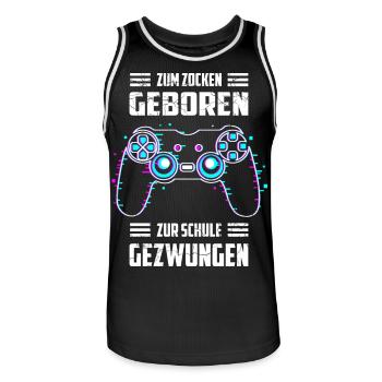 Zum Zocken Geboren, zur Schule Gezwungen - Männer Basketball-Trikot - Schwarz/Weiß - Vorne - AI Model Male 185 dark (185cm)