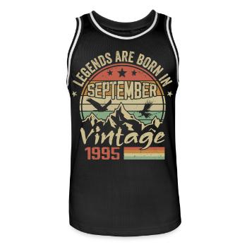 Septembre 1995 Cadeau Anniversaire September 1995 - Maillot de basket Homme - noir/blanc - Devant - AI Model Male 185 dark (185cm)