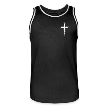Christen Kreuz - Männer Basketball-Trikot - Schwarz/Weiß - Vorne - AI Model Male 185 dark (185cm)