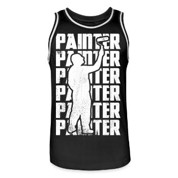 Maître peintre - Maillot de basket Homme - noir/blanc - Devant - AI Model Male 185 dark (185cm)