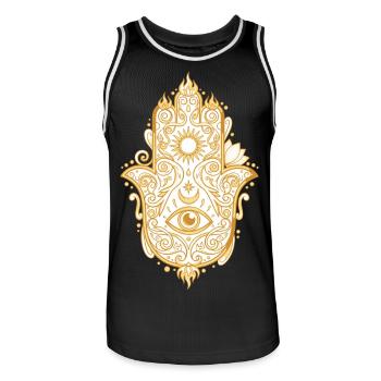 Spiritualité Méditation Géométrie sacrée Lotus - Maillot de basket Homme - noir/blanc - Devant - AI Model Male 185 dark (185cm)