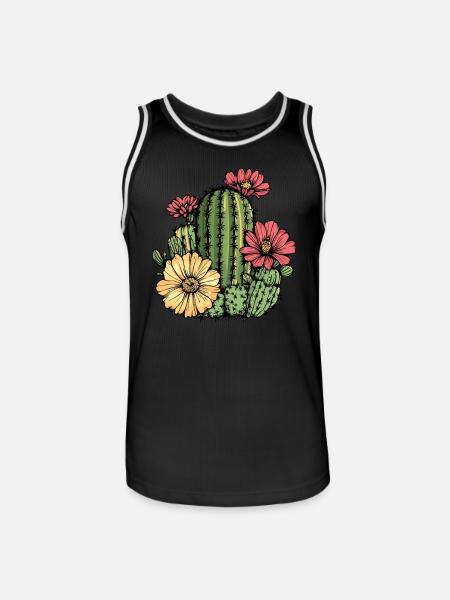 Cactus with flowers - Men's Basketball Jersey - black/white