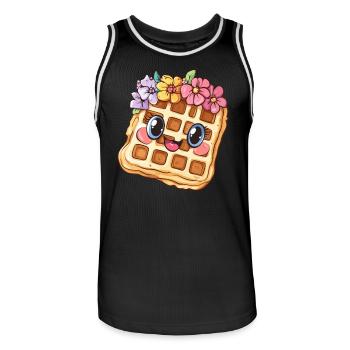 Waffle with flowers - Men's Basketball Jersey - black/white - Front - AI Model Male 185 dark (185cm)