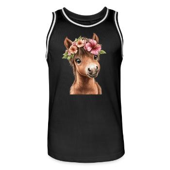 Flower pony with wreath - Men's Basketball Jersey - black/white - Front - AI Model Male 185 dark (185cm)