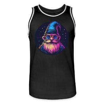 Look rétro nain de l’espace - Maillot de basket Homme - noir/blanc - Devant - AI Model Male 185 dark (185cm)