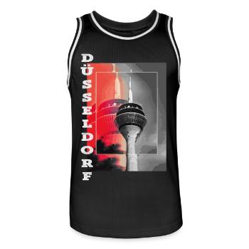 Dusseldorf Skyline TV Tower Germany City - Men's Basketball Jersey - black/white - Front - AI Model Male 185 dark (185cm)