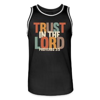 Ayez confiance dans le Seigneur - Proverbes 3:5 - Maillot de basket Homme - noir/blanc - Devant - AI Model Male 185 dark (185cm)