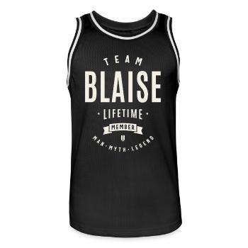 Team Blaise Lifetime Member Funny Name Blaise - Men's Basketball Jersey - black/white - Front - AI Model Male 185 dark (185cm)