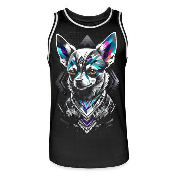Blue geometric chihuahua dog - Men's Basketball Jersey - black/white - Front - AI Model Male 185 dark (185cm)
