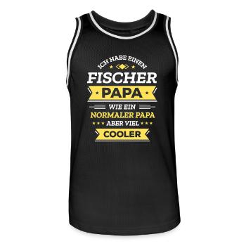 FISCHER PAPA: GEBURTSTAG, VATERTAG, WEIHNACHTEN - Männer Basketball-Trikot - Schwarz/Weiß - Vorne - AI Model Male 185 dark (185cm)