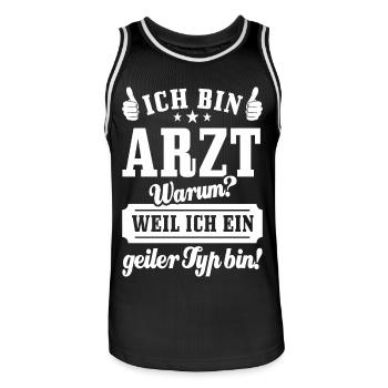Ich bin Arzt weil ich ein geiler Typ bin - Männer Basketball-Trikot - Schwarz/Weiß - Vorne - AI Model Male 185 dark (185cm)