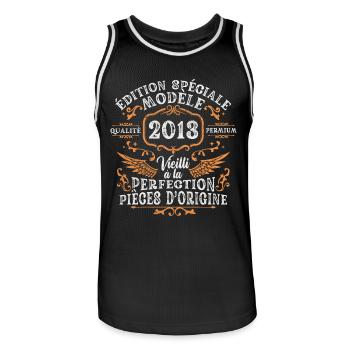 Rétro Cadeau Anniversaire 10 Ans fille garçon 2013 - Maillot de basket Homme - noir/blanc - Devant - AI Model Male 185 dark (185cm)
