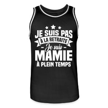 Pas à la Retraite je suis mamie à plein temps - Maillot de basket Homme - noir/blanc - Devant - AI Model Male 185 dark (185cm)