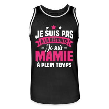 Pas à la Retraite je suis mamie à plein temps - Maillot de basket Homme - noir/blanc - Devant - AI Model Male 185 dark (185cm)