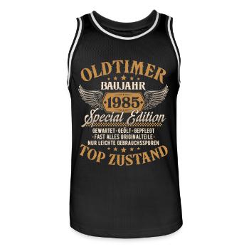 Oldtimer Baujahr 1985 Jahrgang Geburtstag Geschenk - Männer Basketball-Trikot - Schwarz/Weiß - Vorne - AI Model Male 185 dark (185cm)