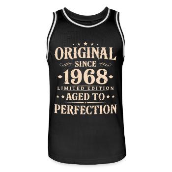 Original 1968 Vintage Vintage Birthday Gift - Men's Basketball Jersey - black/white - Front - AI Model Male 185 dark (185cm)