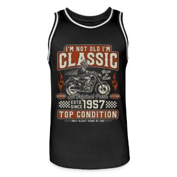 Klassiker 1957 Jahrgang Vintage Retro Motorrad - Männer Basketball-Trikot - Schwarz/Weiß - Vorne - AI Model Male 185 dark (185cm)