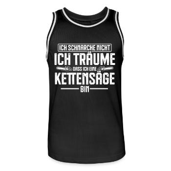 Kettensäge schnarchen Holzfäller Spruch - Männer Basketball-Trikot - Schwarz/Weiß - Vorne - AI Model Male 185 dark (185cm)