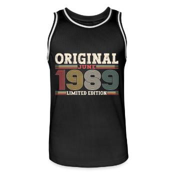 Original Juin 1989 Millésime 1989 40ème Anniversaire 89 - Maillot de basket Homme - noir/blanc - Devant - AI Model Male 185 dark (185cm)
