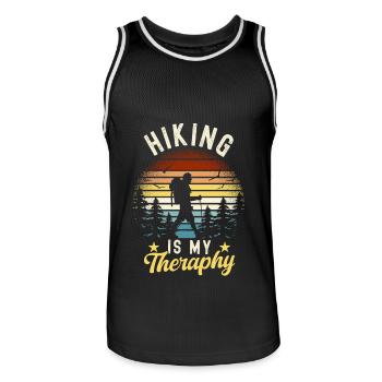 Hiking is my Theraphy - Men's Basketball Jersey - black/white - Front - AI Model Male 185 dark (185cm)
