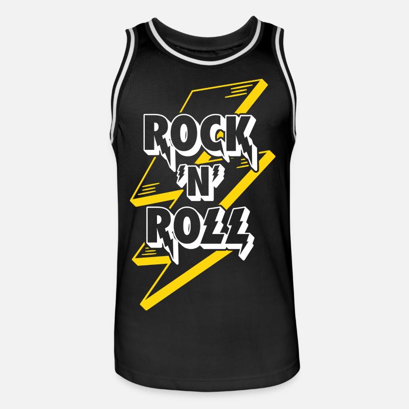 Logo texte rock’n’roll avec éclair - Maillot de basket Homme - noir/blanc