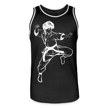 Karate Junge Skizze - Männer Basketball-Trikot - Schwarz/Weiß - Vorne - AI Model Male 185 dark (185cm)