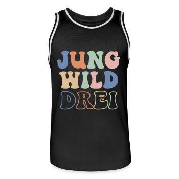 Jung Wild Drei für Kinder 3 Jahre 3. Geburtstag - Männer Basketball-Trikot - Schwarz/Weiß - Vorne - AI Model Male 185 dark (185cm)
