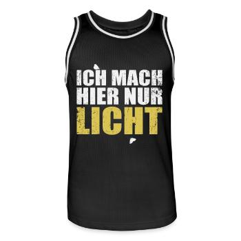 Ich mach hier nur Licht lustiges Lichttechniker - Männer Basketball-Trikot - Schwarz/Weiß - Vorne - AI Model Male 185 dark (185cm)