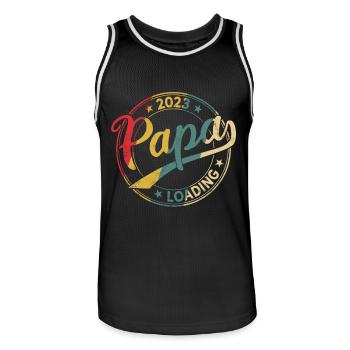 Papa 2023 loading Schwanger 2023 werdender Papa - Männer Basketball-Trikot - Schwarz/Weiß - Vorne - AI Model Male 185 dark (185cm)
