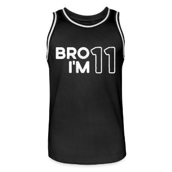 Bro I'm 11, 11 years old, 11th birthday - Men's Basketball Jersey - black/white - Front - AI Model Male 185 dark (185cm)