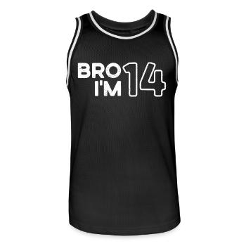 Bro J’ai 14, 14 ans, 14ème anniversaire - Maillot de basket Homme - noir/blanc - Devant - AI Model Male 185 dark (185cm)