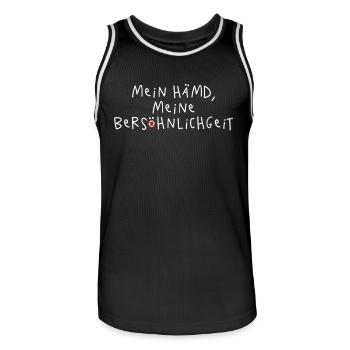 Mein Hämd Meine Persönlichkeit Rechtschreibung - Männer Basketball-Trikot - Schwarz/Weiß - Vorne - AI Model Male 185 dark (185cm)