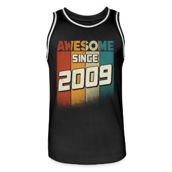 Awesome since 2009 Mädchen Junge 15. Geburtstag - Männer Basketball-Trikot - Schwarz/Weiß - Vorne - AI Model Male 185 dark (185cm)