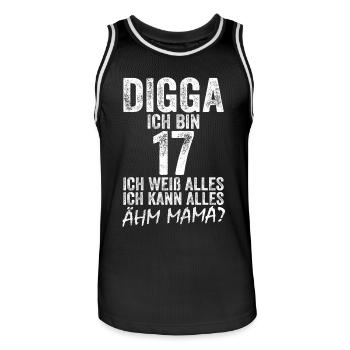 Digga I'm 17 I Can Do Anything 17th Birthday - Men's Basketball Jersey - black/white - Front - AI Model Male 185 dark (185cm)