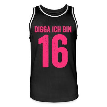 Digga J’ai 16 Ans Fille 16e Anniversaire Dame - Maillot de basket Homme - noir/blanc - Devant - AI Model Male 185 dark (185cm)