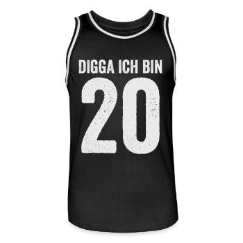 Digga I'm 20 Girl Boy 20th Birthday - Men's Basketball Jersey - black/white - Front - AI Model Male 185 dark (185cm)
