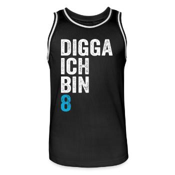 Digga J’ai 8e anniversaire garçon 8e anniversaire - Maillot de basket Homme - noir/blanc - Devant - AI Model Male 185 dark (185cm)