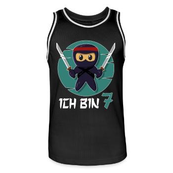 I' Ninja 7th Birthday Boys 7th Birthday - Men's Basketball Jersey - black/white - Front - AI Model Male 185 dark (185cm)