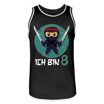 J’ai 8 ans Ninja 8e anniversaire Garçons 8e anniversaire - Maillot de basket Homme - noir/blanc - Devant - AI Model Male 185 dark (185cm)